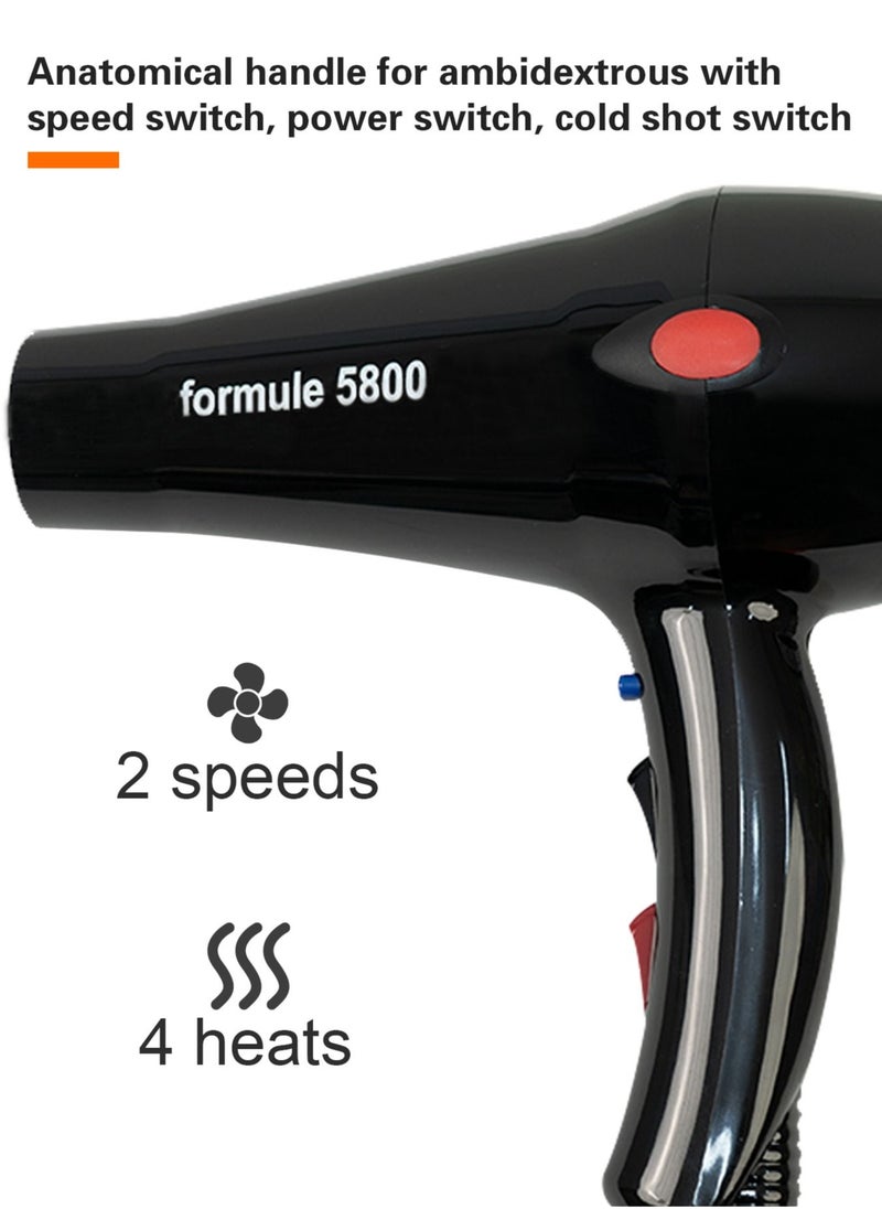 FORMULA Hair Dryer, 2500W Hair Blower, 4 Heat Settings, 2 Speed Slide Switch, Cool Shot Button, 2 Concentrator  - Image 2