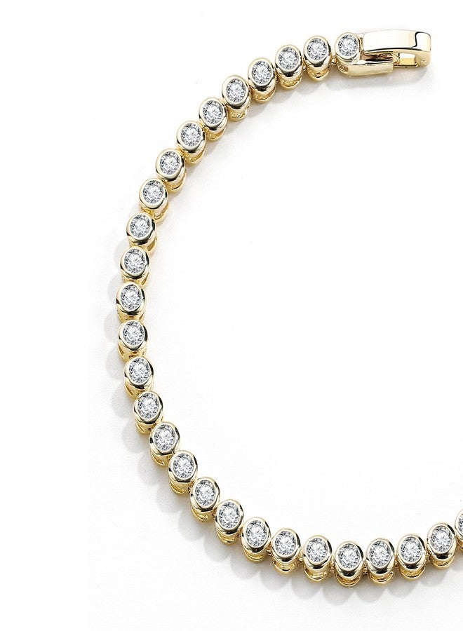 FANZE 14K Gold Plated Cubic Zirconia Classic Tennis Bracelet, Gold Bracelet Jewelry Fashion Jewelry Gift - Image 1