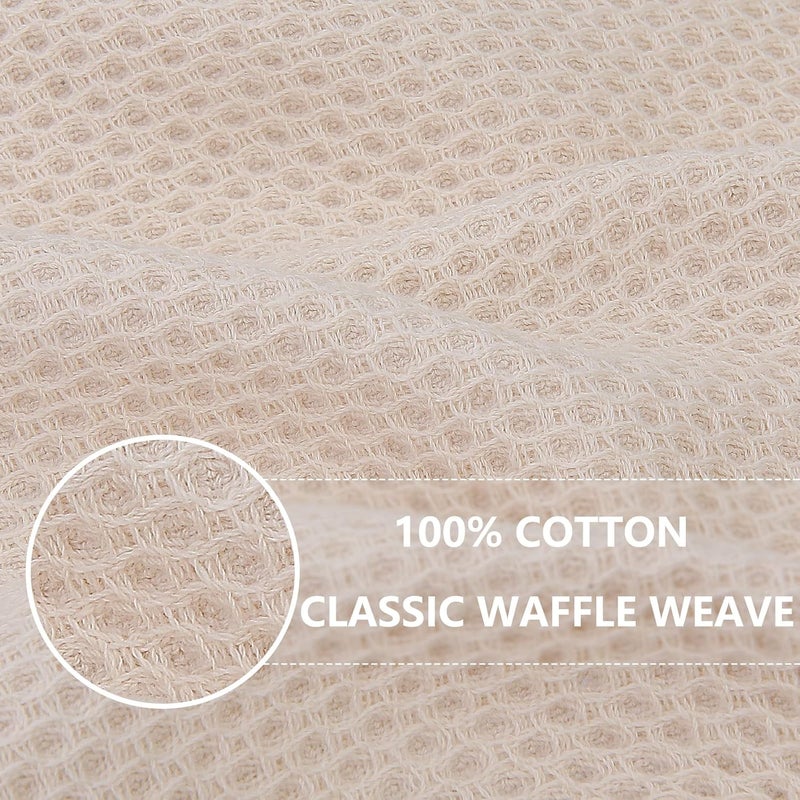 Homaxy 100% Cotton Oversized Waffle Weave Kitchen Dish Towels, Ultra Soft Absorbent Quick Drying Cleaning Towel, 20 x 28 Inches, 4-Pack, Beige - Image 2