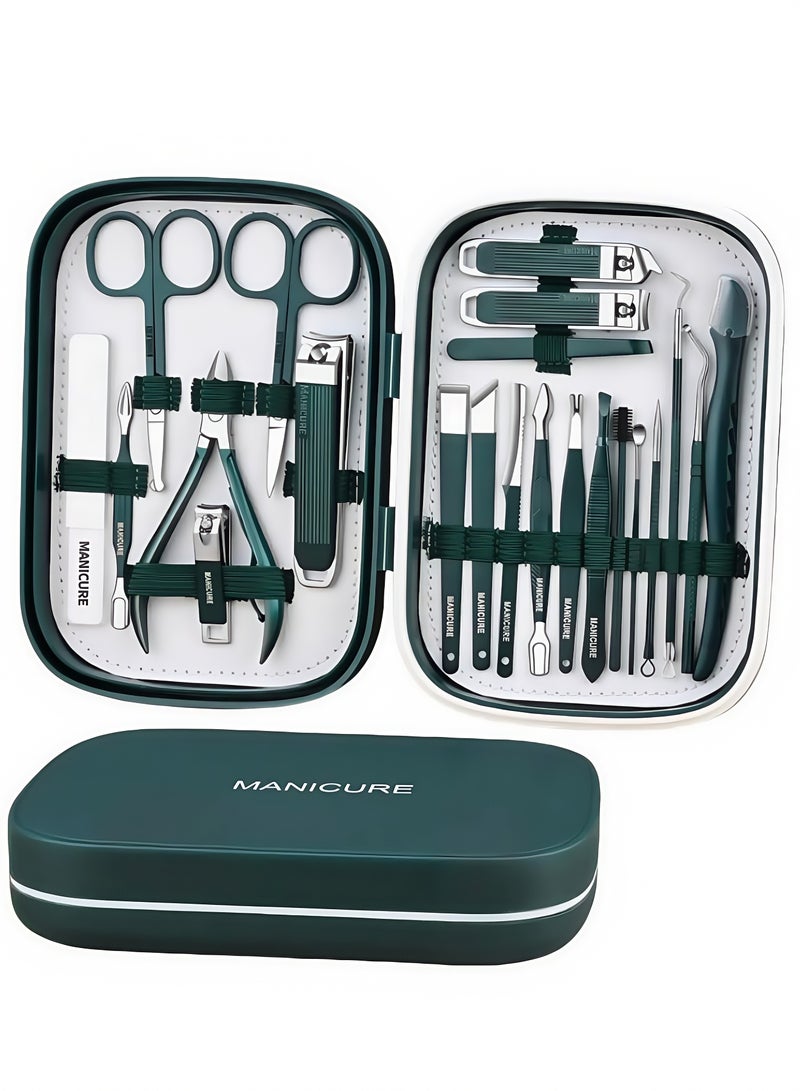 22 In 1 Professional Nail Clipper Manicure Set Nail Cutter Green - Image 1