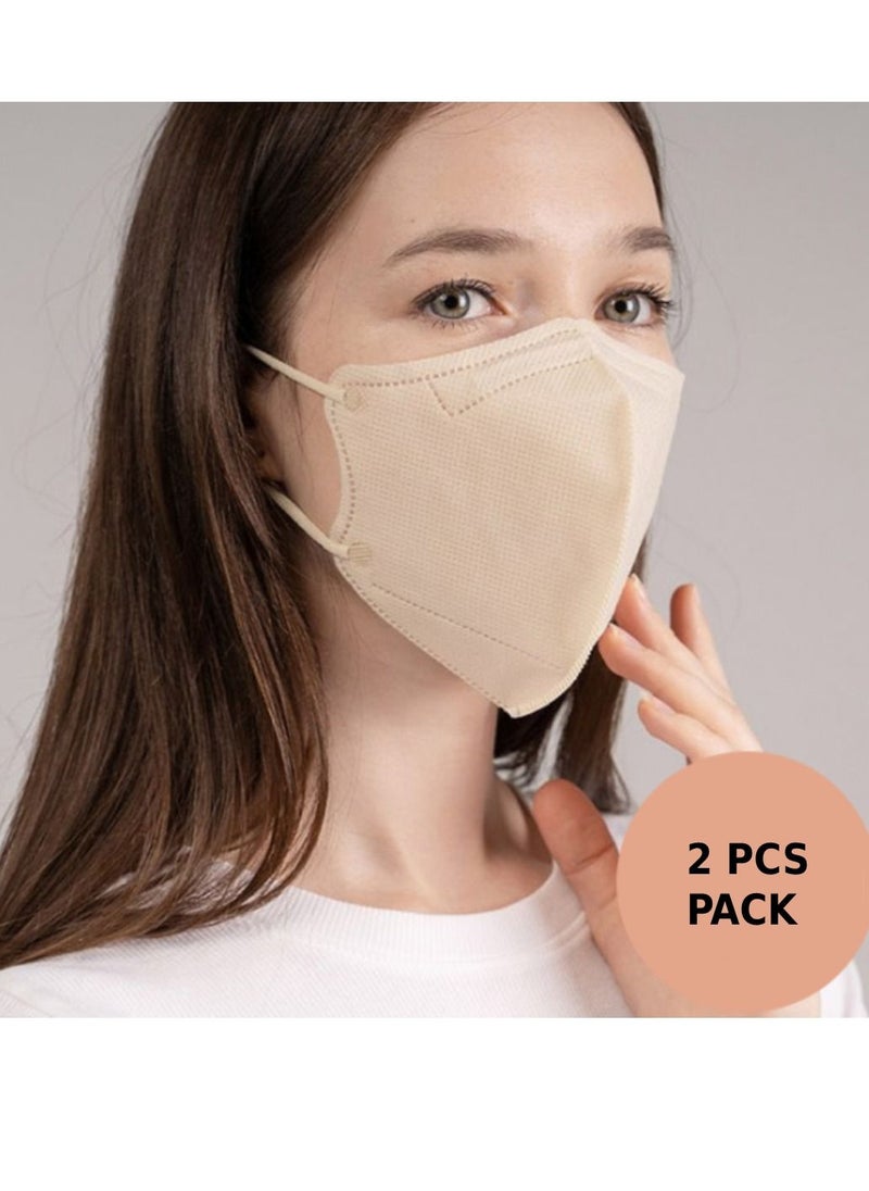 Air QUEEN Pack Of 2 Pieces Air Queen Neo Nanofiber Filter Face Mask Beige 
