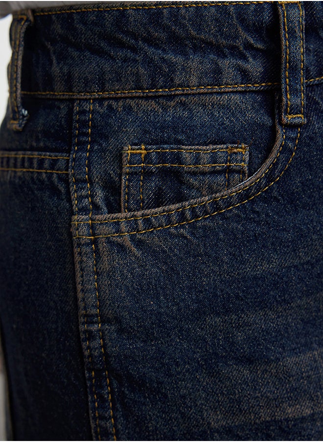 trendyol Dark Blue High Waist Wide Leg Jeans TWOAW24JE00313  - Image 4