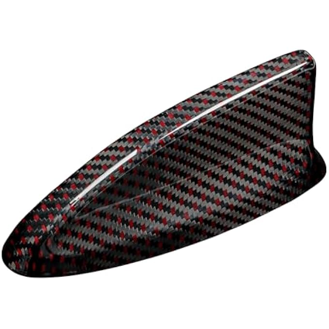 rayihni Carbon Fiber Car Roof Shark Fin Antenna Base Cover Trim Fit for 11th Gen Civic Type R FL5 Typer Roof Aerial Radio Signal Base Antenna Toppers Cover(Red Black) - Image 3