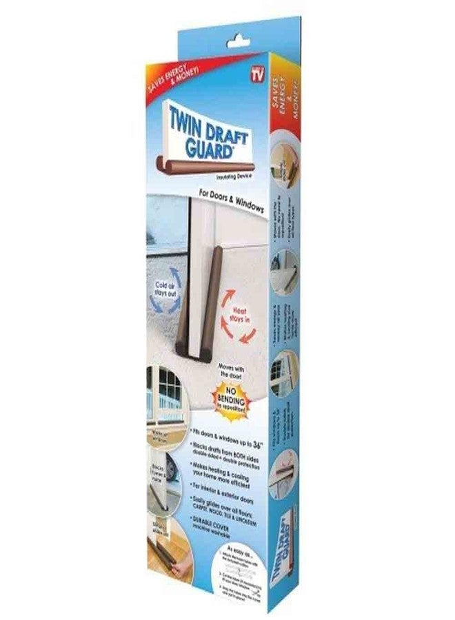 BLAPOXE Special for Safety Twin Door Draft Guard Stop Unwanted Light and Stop Escaping of Cool Air from Air Conditioner Split/Window (Brown) - Image 1