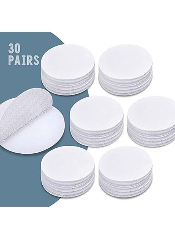 Round Velcro Tape, Non-Slip Tape for Carpets and Home Furniture, Scotch Tape Size 5 cm Made of Polyester and Nylon Tear Resistant, 30 Pairs, White - Image 2
