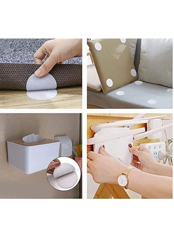 Round Velcro Tape, Non-Slip Tape for Carpets and Home Furniture, Scotch Tape Size 5 cm Made of Polyester and Nylon Tear Resistant, 30 Pairs, White - Image 1