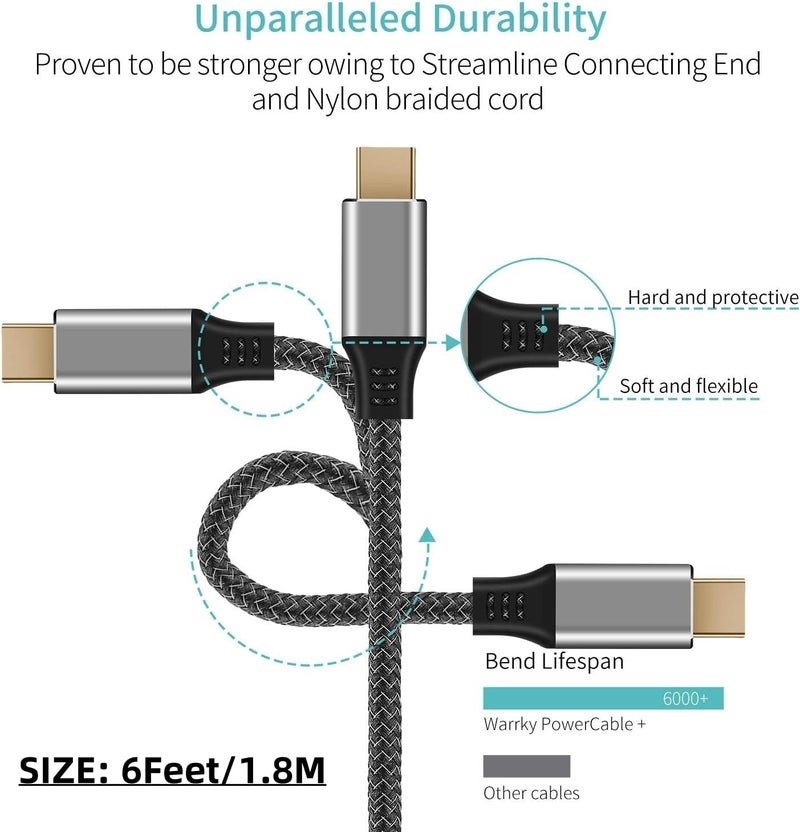 Answin USB C to Mini DisplayPort, 6Ft 4K@60Hz Thunderbolt 3 to Mini Displayport Cable Compatible for iPhone 15/16/17 Series, M1-M4 MacBook Pro, Surface Book 2, Galaxy S20-S25, Steam Deck and Rog Ally - Image 5