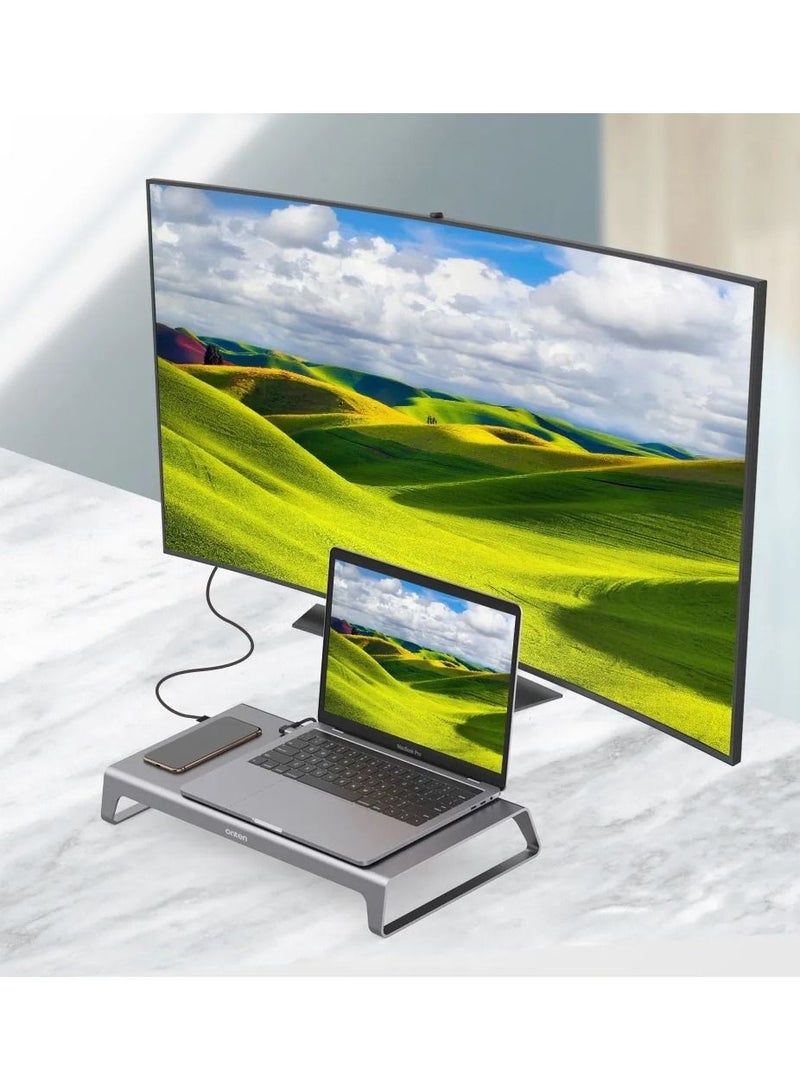 onten USB C 11 In 1 HUB Multi Function Dock Station - Wireless Charging - USB 3.0 X2 + USB-C X2 + TF/SD X1 + HDMI/VGA + 3.5Jack + RJ45 + Type C PD - Image 5