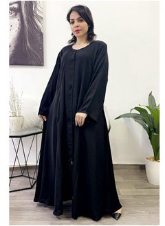 Abaya Laaf-Neck Embroidered with crystal black