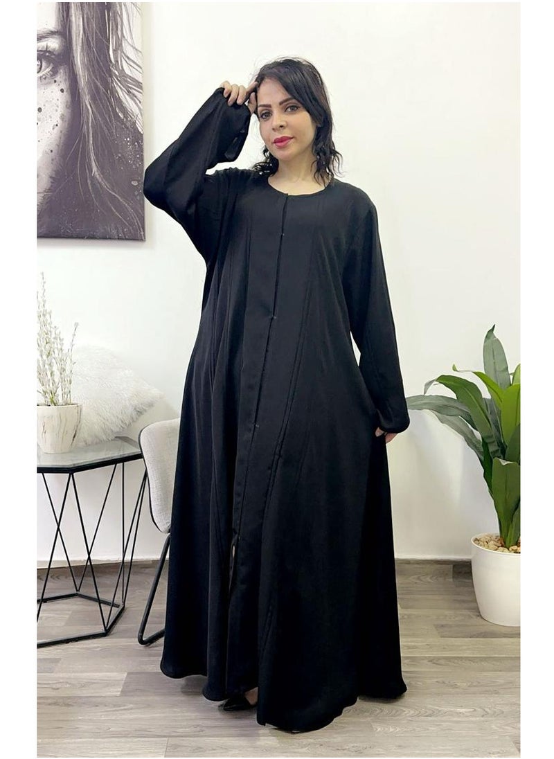FASHION LINE - Abaya Laaf-Neck Embroidered with crystal black - Image 1