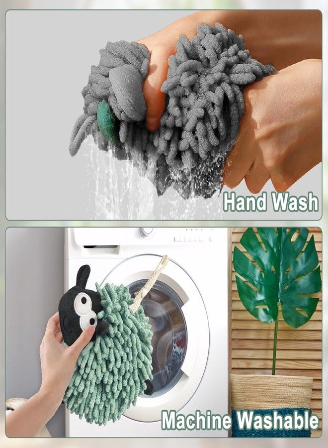 Jaxbo 2 Pack Chenille Hand Towel，Soft Absorbent Chenille Ball Towel，Microfiber Quick Drying Hand Towels with Hanging Loops for Bathroom/Kitchen - Image 5