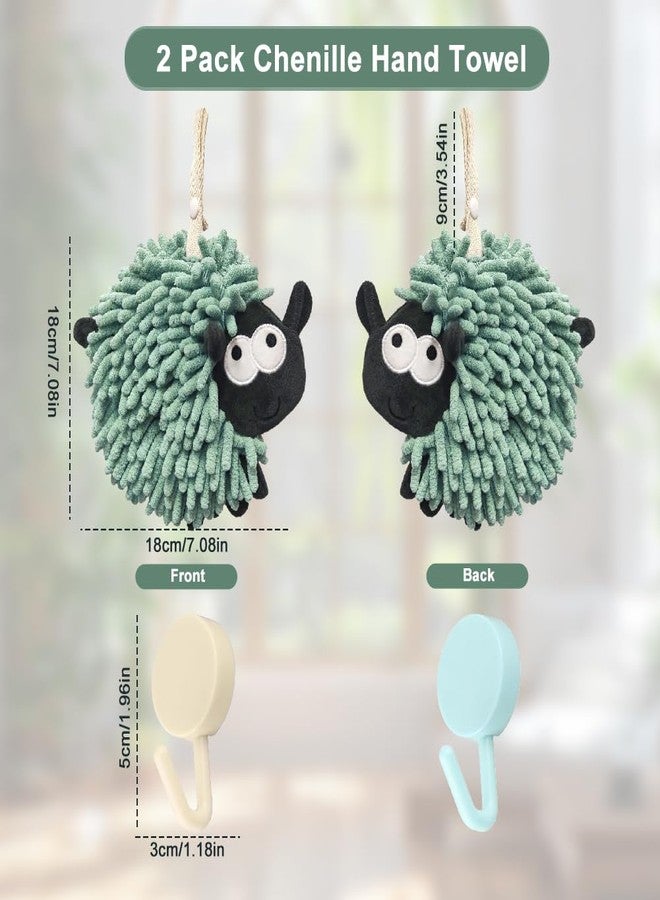 Jaxbo 2 Pack Chenille Hand Towel，Soft Absorbent Chenille Ball Towel，Microfiber Quick Drying Hand Towels with Hanging Loops for Bathroom/Kitchen - Image 2
