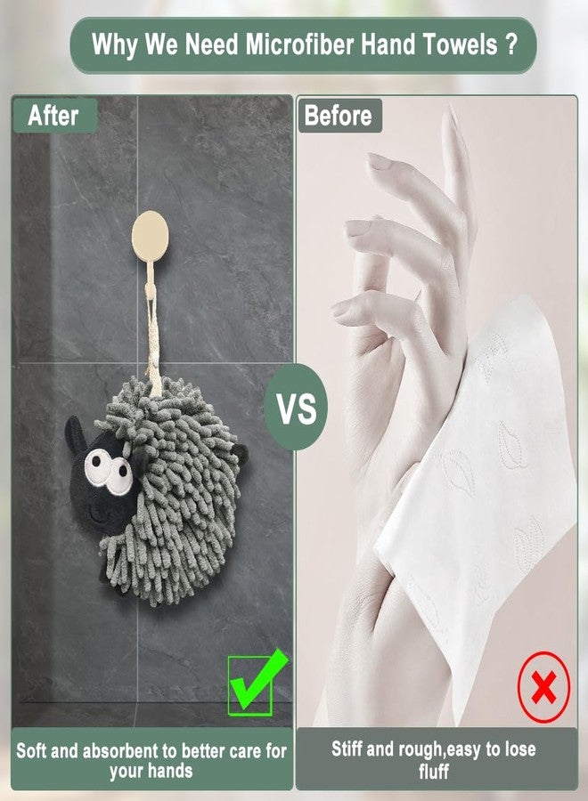 Jaxbo 2 Pack Chenille Hand Towel，Soft Absorbent Chenille Ball Towel，Microfiber Quick Drying Hand Towels with Hanging Loops for Bathroom/Kitchen - Image 4
