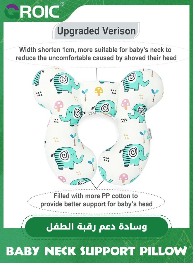 GROIC وسادة سفر للأطفال على شكل U، وسادة للأطفال للرأس والرقبة، وسادة دعم للأطفال مطورة، وسادات رقبة للأطفال لمقعد السيارة، وسادة ناعمة ومريحة - Image 2