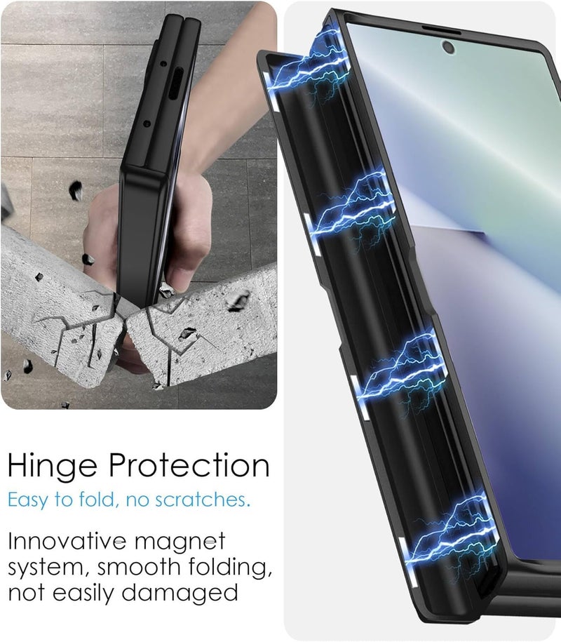 Tech Trendz TechTrendz Magnetic Case for Samsung Galaxy Z Fold 7 Case Hinge Coverage Protective Case with Built-in Kickstand & Screen Protector PC All-Inclusive Shockproof Cover (Plastic) (Blue) - Image 3