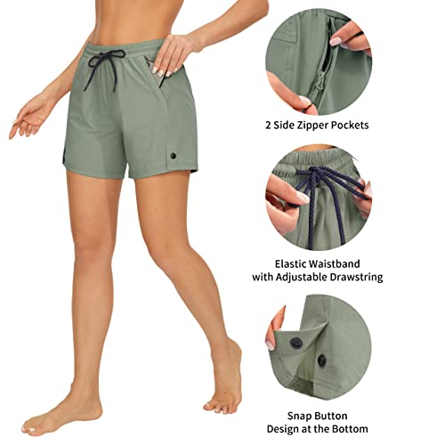 AFITNE Women's Hiking Shorts Quick Dry Lightweight Golf Active Water Shorts with Pockets for Work Outdoor Camping Fishing Sage Green M - Image 3