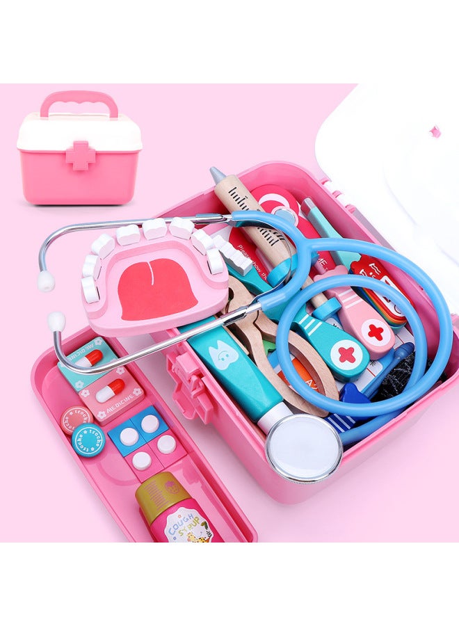 Wooden Children's Simulation Play House Small Doctor Toy Set Girl's Injection Tooth Medicine Box Infusion Stand Stall-Color:Dentist Blue - Image 5