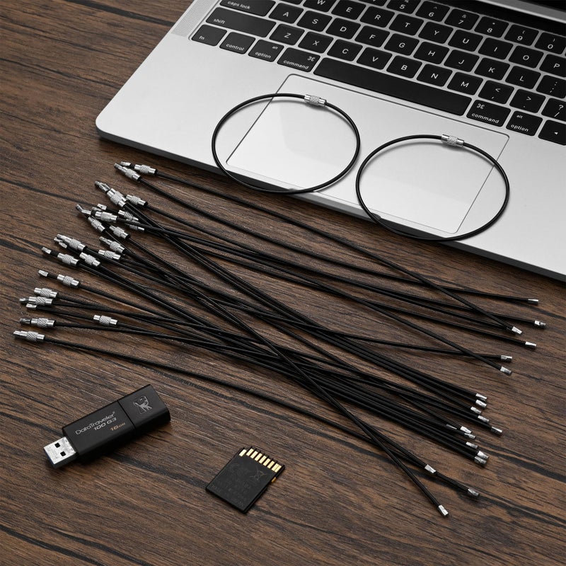 Bidponds 10 Inch Wire Keychain Cable,Large Stainless Steel Key Ring Loop Holder,Nylon Coated Screw Lock Key Rings,2mm Heavy Duty,Pack of 20,Black - Image 4