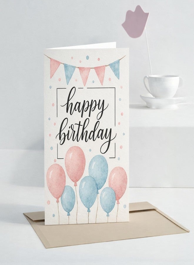 MAKEPHOTOGIFTS Happy Birthday Greeting Card with Envelope - A5 Size, Blank Inside, Colorful Balloon & Party Hat Design, Premium Birthday Card for Friends, Family & Colleagues (Design 3) - Image 1