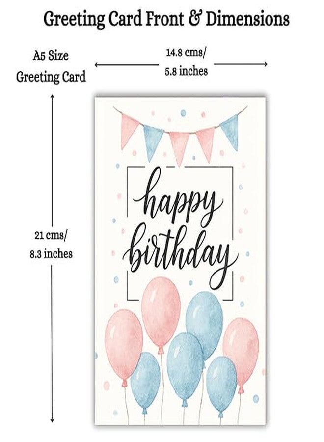 MAKEPHOTOGIFTS Happy Birthday Greeting Card with Envelope - A5 Size, Blank Inside, Colorful Balloon & Party Hat Design, Premium Birthday Card for Friends, Family & Colleagues (Design 3) - Image 2