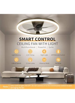 Arabest Black Low Profile Ceiling Fan with Remote, 20'' Flush Mount, Ultra Wide 150°, 6 Speeds, Dimmable Led Light, Ideal for Bedroom and Living room, 3000-6500K  - Image 2