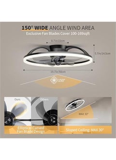 Arabest Black Low Profile Ceiling Fan with Remote, 20'' Flush Mount, Ultra Wide 150°, 6 Speeds, Dimmable Led Light, Ideal for Bedroom and Living room, 3000-6500K  - Image 3