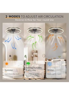 Arabest Black Low Profile Ceiling Fan with Remote, 20'' Flush Mount, Ultra Wide 150°, 6 Speeds, Dimmable Led Light, Ideal for Bedroom and Living room, 3000-6500K  - Image 5