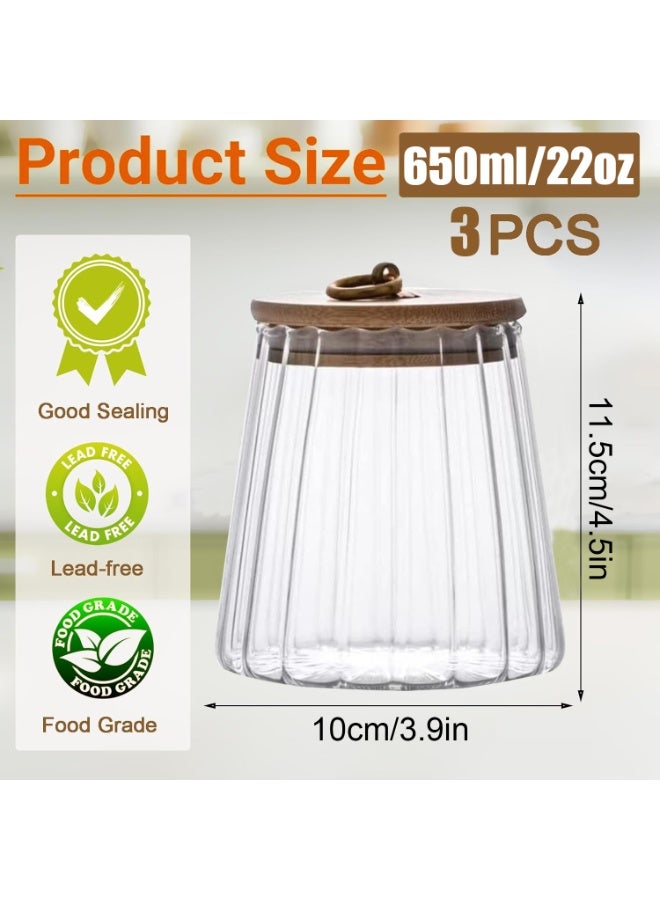 Glass Storage Jars with Airtight Lids Metal Ring Jar Set Suitable for Home Kitchen Storage of Candy Cookies Nuts Oatmeal (Taper 3 Pieces) - Image 3