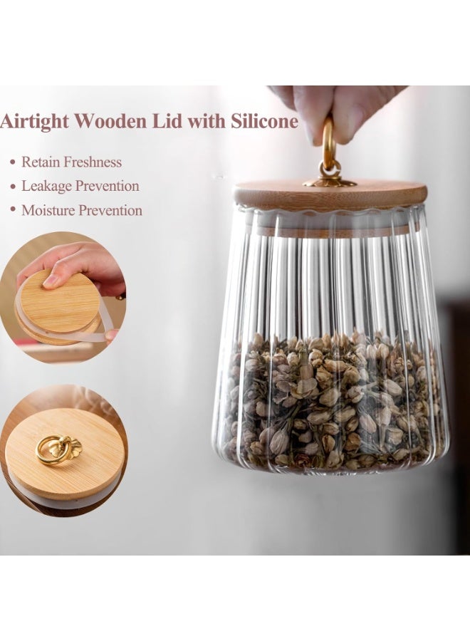 Glass Storage Jars with Airtight Lids Metal Ring Jar Set Suitable for Home Kitchen Storage of Candy Cookies Nuts Oatmeal (Taper 3 Pieces) - Image 2