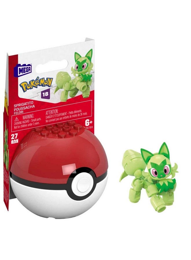 Mega Brands MEGA Pokémon Sprigatito Collectible Pokeball Building Toy for Ages 6 and Up - Image 1