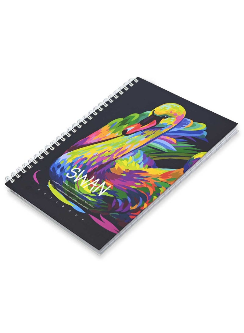 FIS مجموعة FIS من 5 دفاتر ملاحظات ذات غلاف صلب حلزوني، 96 ورقة تصميم البجعة A5 3 -FSNBSHCA596-SWA3 - Image 1