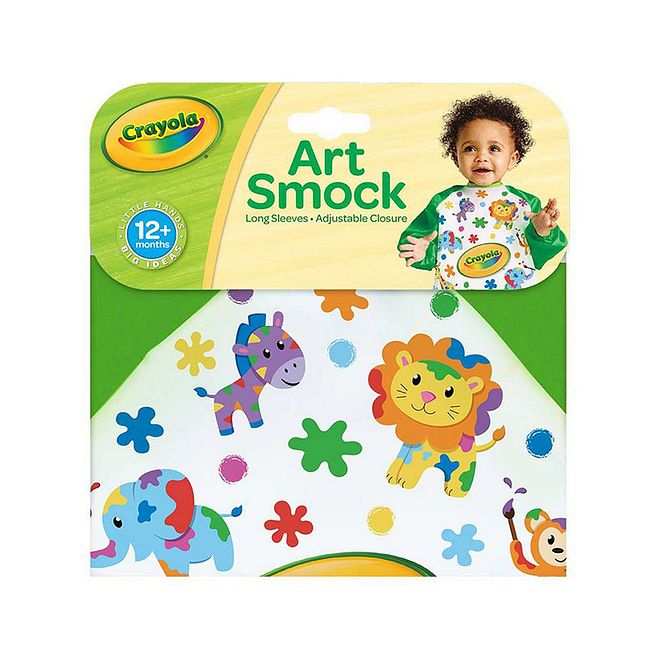 Crayola My 1st Art Smock Apron for Kids, Long Sleeve, Ages 12M+, Reusable, Multicolor Craft Protection - Image 2