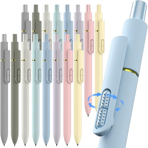 Hiacry 16 Pcs Gel Ink Pens, 0.7mm Fine Point for Smooth Writing Journaling Aesthetic Pens, Black Quick-Dry Long Lasting Fidge Pens, Cute School Office Supplies Gifts for Women （Morandi-Black Ink） - Image 1