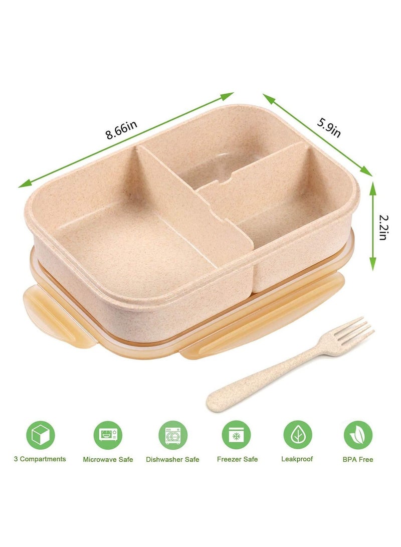 KASTWAVE Bento Box for Adults Lunch Containers for Kids 3 Compartment Lunch Box Food Containers Leak Proof Microwave Safe - Image 2