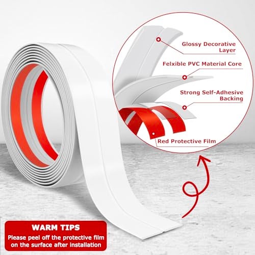 LSGCQ Flexible Wall Corner Protector Moulding Trim Peel and Stick Wall Corner Guards Edge Protector Self Adhesive Molding Trim Strip for Edge Ceiling (White, 1.6 in x 10 Ft) - Image 3