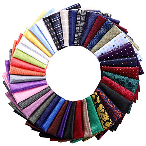 Jeatonge 40 Pack 8.5x8.5 inch Pocket Squares for Men Men's Handkerchief Mens Pocket Squares Set Assorted Colors with a Holder - Image 1