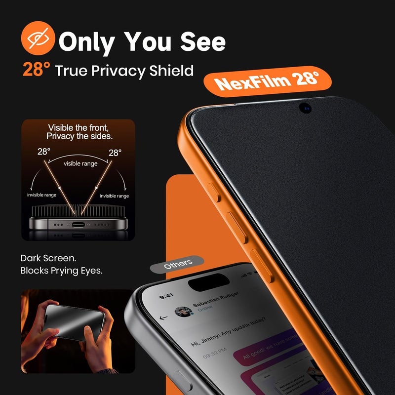 Matte Privacy Screen 2 Pack Tempered Glass Screen Protector for iPhone 11 Pro Max 9H Hardness Frosted Anti Spy Shockproof Anti Fingerprint Anti Scratch - Image 5