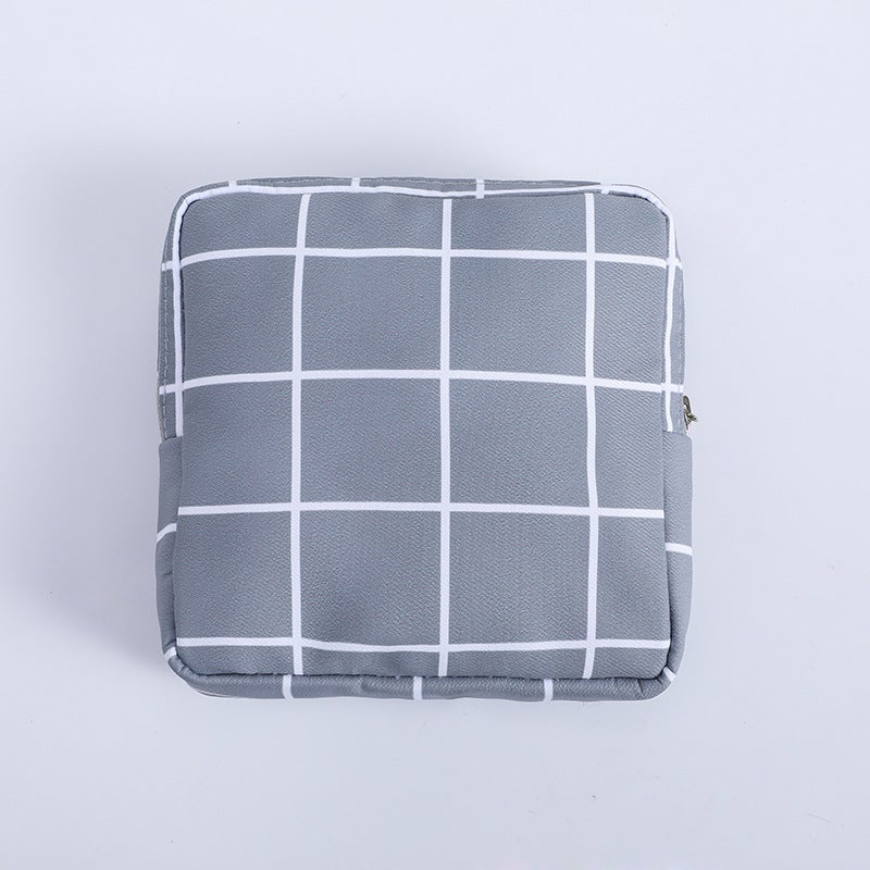 Portable Sanitary Pad Organizer Pouch GRAY CHECK 