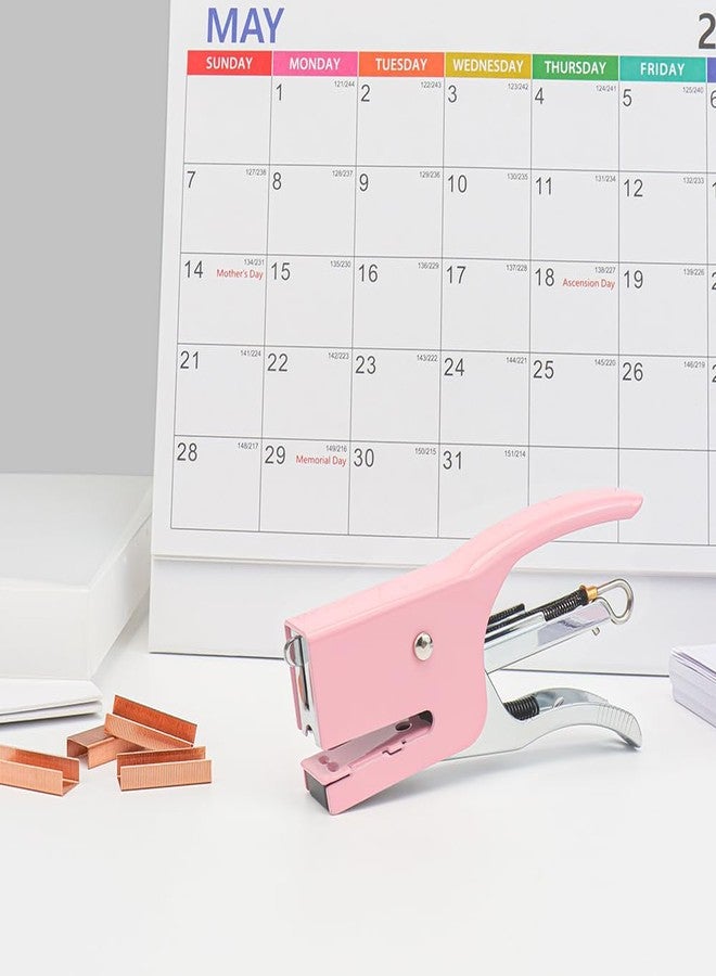 XiowDow Tiny Stapler with Mini Staples Pink Plier Stapler with 1000pcs Rose Gold No.10 Staples Mini Manual Metal Hand Held Staplers for Crafting Desk Desktop Office Supplies Stapling - Image 2