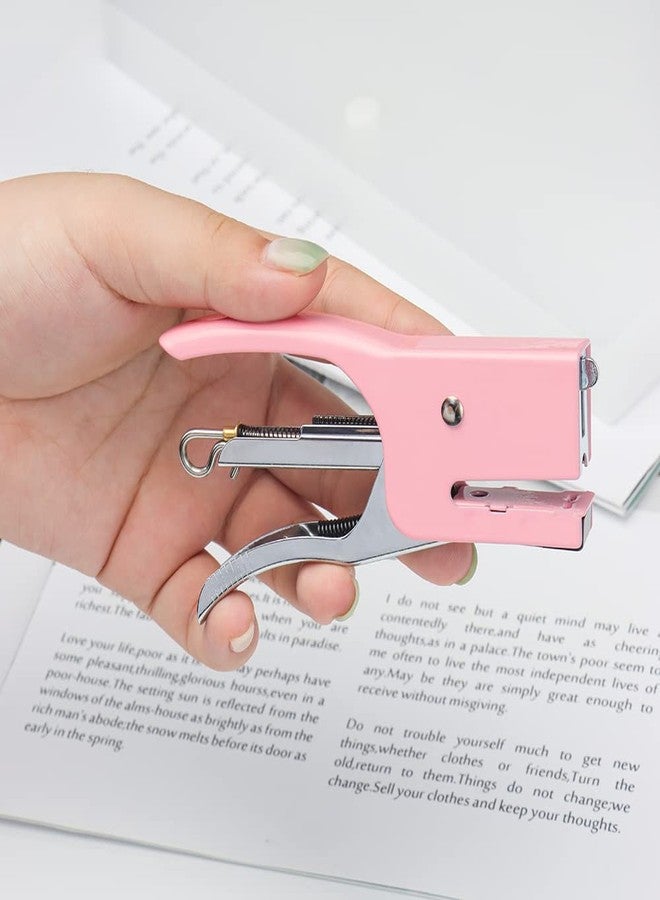 XiowDow Tiny Stapler with Mini Staples Pink Plier Stapler with 1000pcs Rose Gold No.10 Staples Mini Manual Metal Hand Held Staplers for Crafting Desk Desktop Office Supplies Stapling - Image 3