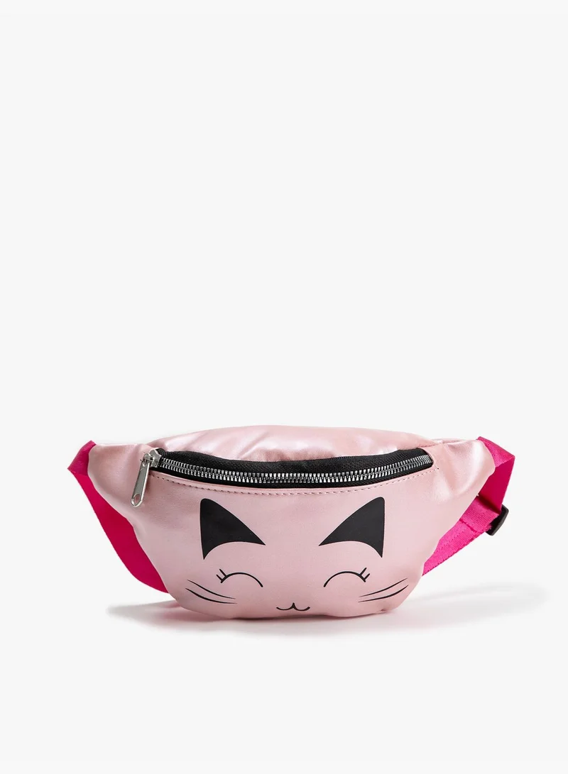 كوتون Gleamy Zipper Belt Bag Cat Printed