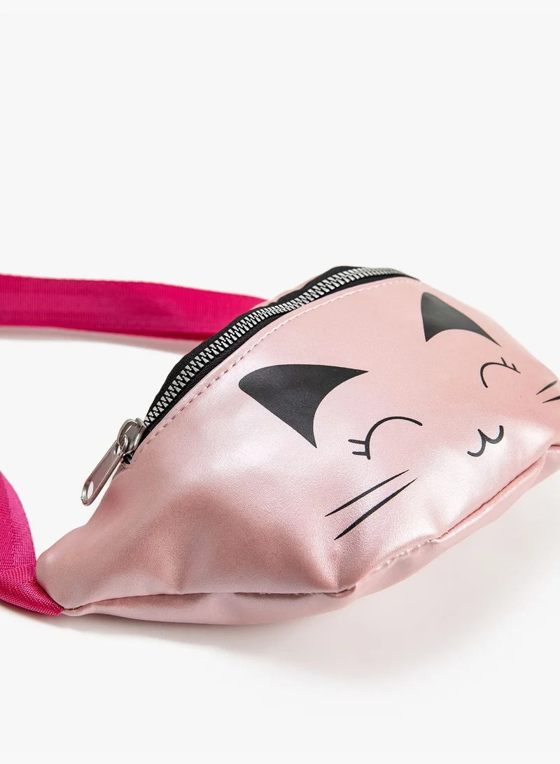 كوتون Gleamy Zipper Belt Bag Cat Printed