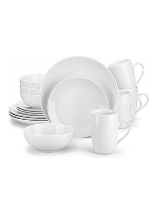 16Piece Gourmet Porcelain Dinnerware Sets, Modern White Round Dish Set for 4 - Premium Serving Plates and Bowls Sets for Dessert, Salad, Soup, Pasta - pzsku/ZB32D37DF33B9A7C38805Z/45/_/1708945379/d46a9636-a655-4db2-bf1e-11b1bdb542e3