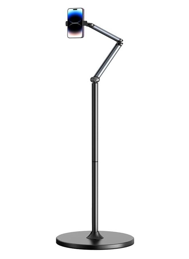 ELTRAZONE Floor Mobile Phone Holder Stand with Overhead Cantilever Arm – 360° Rotation and Adjustable Height – Stable Base for Video Recording, Live Streaming, Vlogging, Watching Movies – Hands-Free Tripod Mount for Smartphones – Ideal for Home or Studio Use - Image 1