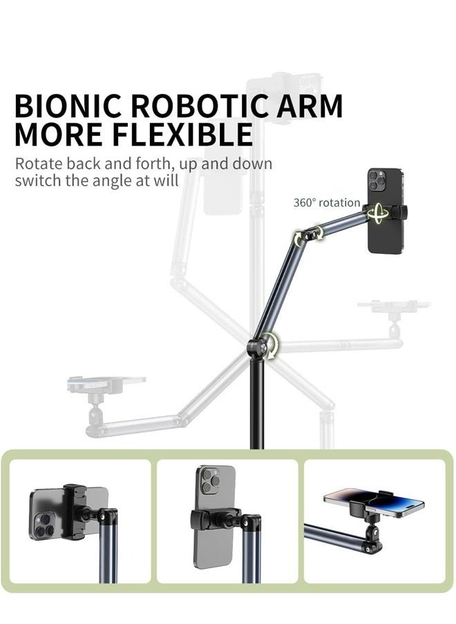 ELTRAZONE Floor Mobile Phone Holder Stand with Overhead Cantilever Arm – 360° Rotation and Adjustable Height – Stable Base for Video Recording, Live Streaming, Vlogging, Watching Movies – Hands-Free Tripod Mount for Smartphones – Ideal for Home or Studio Use - Image 3