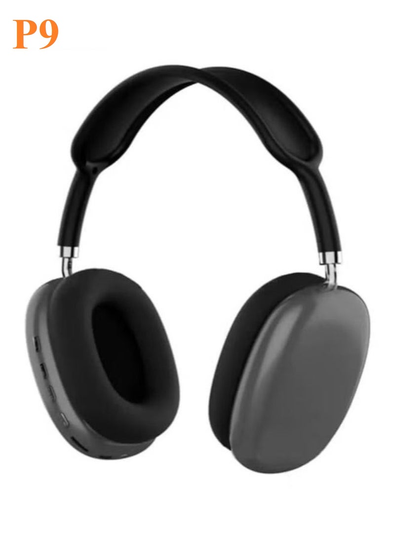 P9 Air Pro Max Earphones with Smart Case Bluetooth Over-Ear Headphones Black & Silver - Image 1