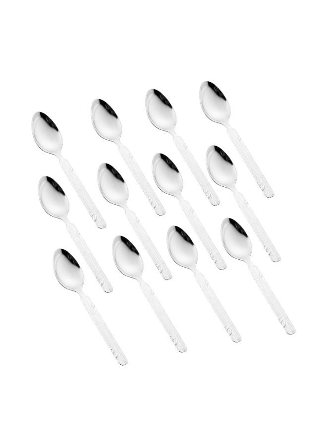 هيك طقم ملاعق حلى من الستانلس ستيل المقاوم للصدأ مكون من 12 قطعة فضي - Image 1