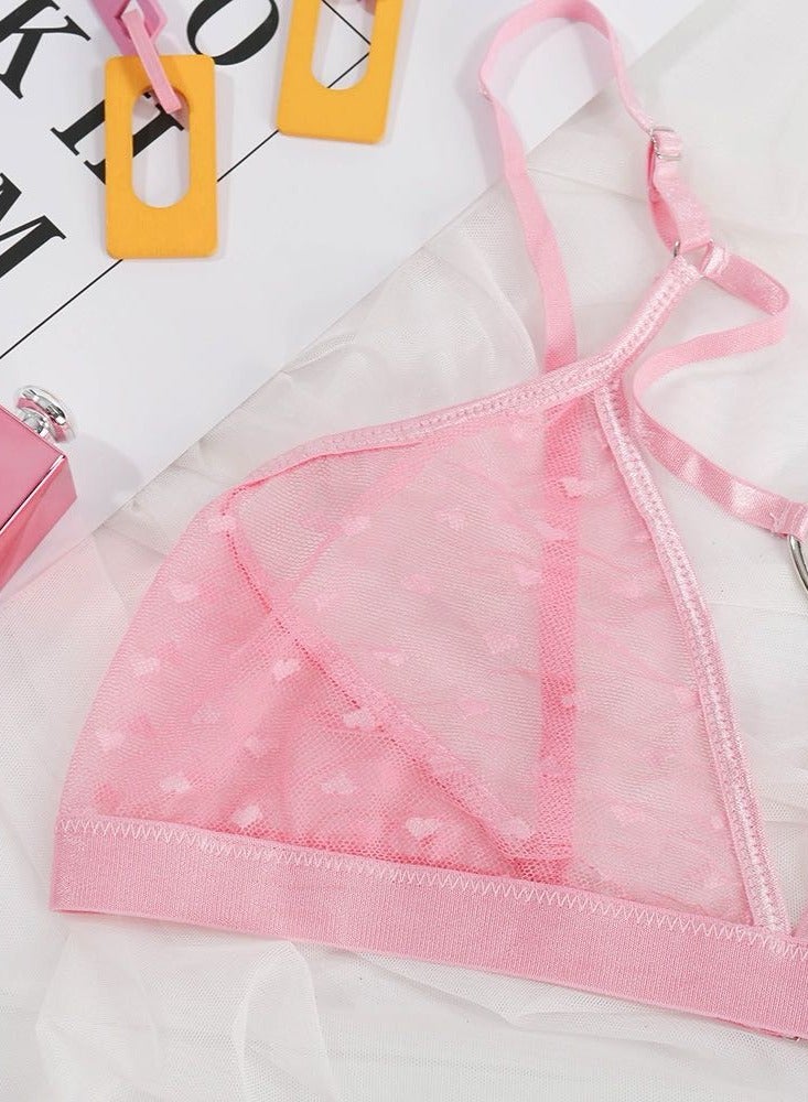 hiwonka Ladies Lingerie, Pink Love Lace Lingerie Set, Baby Pajamas, Cute Pajamas, Cute Sleepwear Nightwear Sets - Image 2