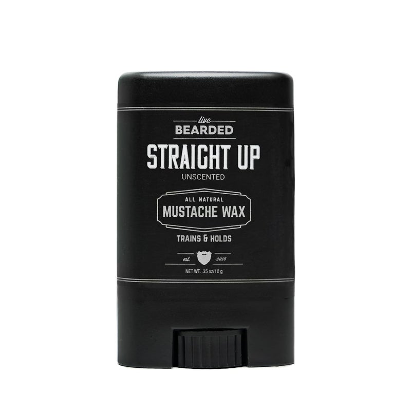 Live Bearded Mustache Wax Stick, 0.35 oz - Made in the USA with All-Natural Ingredients - Medium Hold Stache and Beard Styling for Men | Straight Up Unscented - Fragrance-Free