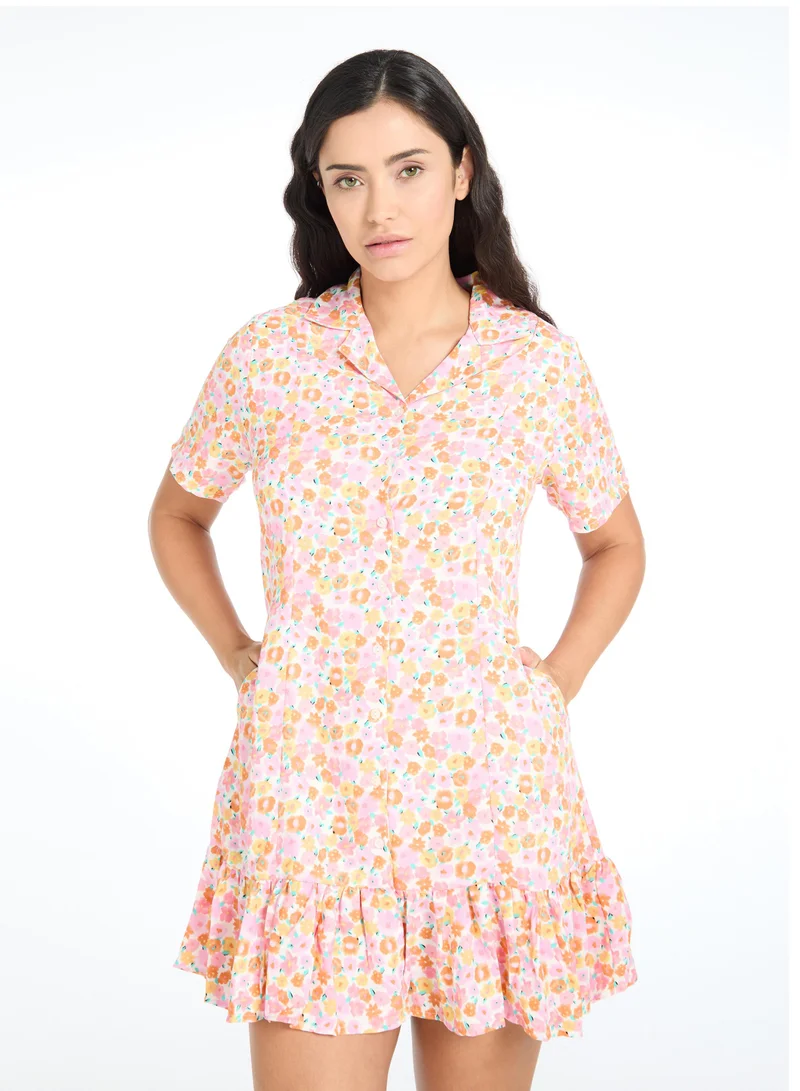 The Label Life Floral Ruffle Mini Dress